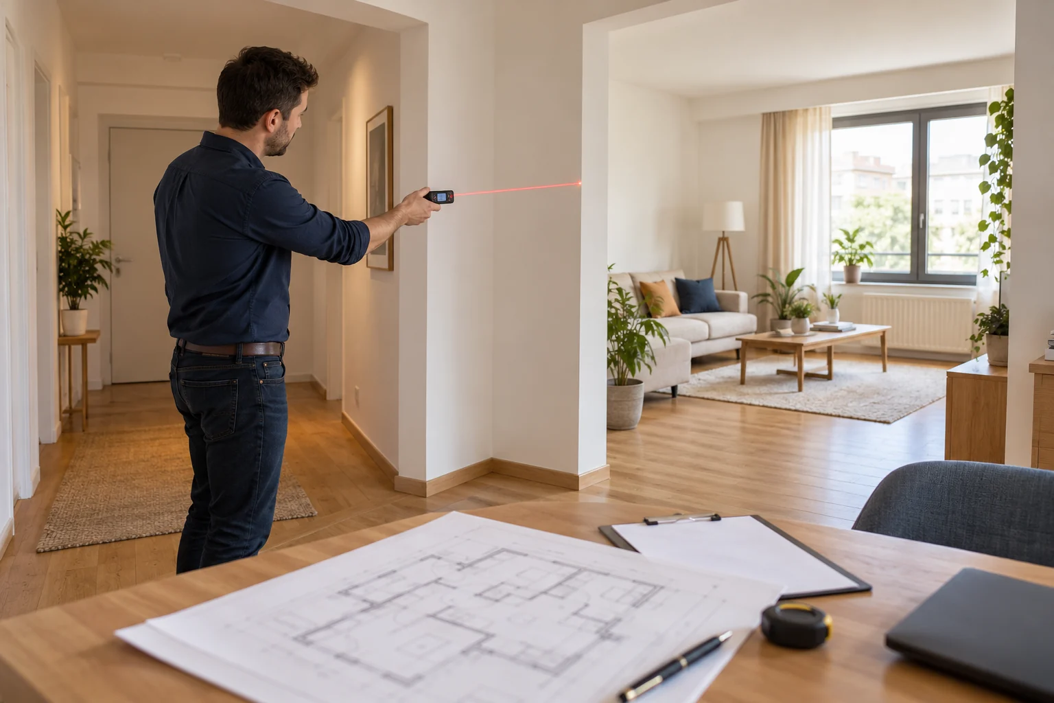 Masurarea unui apartament cu telemetru laser pentru intocmirea releveului actualizat